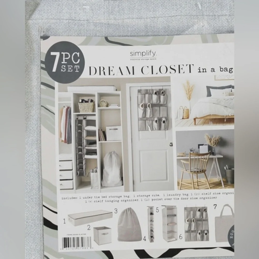 7 Piece‎ gray fabric Dream Closet in a bag organizer Set new